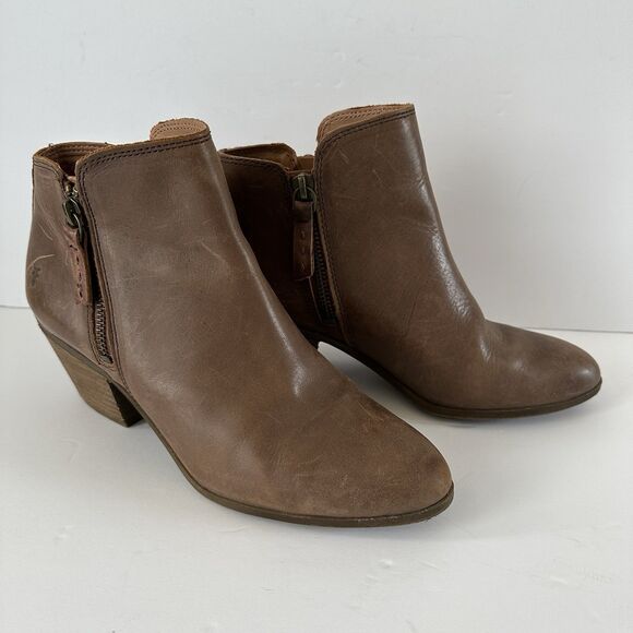 Frye Judith Duel Zip Casual Ankle Boots Booties Womens Cognac Brown Leather 7 - Picture 1 of 7